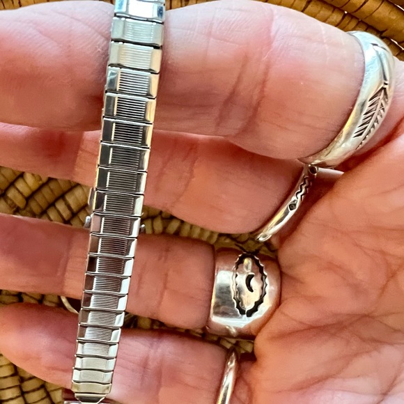 Multicolored Signed Turquoise Inlay Stone Watch Cuff - Picture 5 of 10